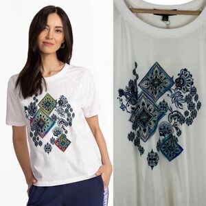 NWT Johnny Was Bee Active Raglan Graphic Tee Size XL Boho Stretch Athleisure